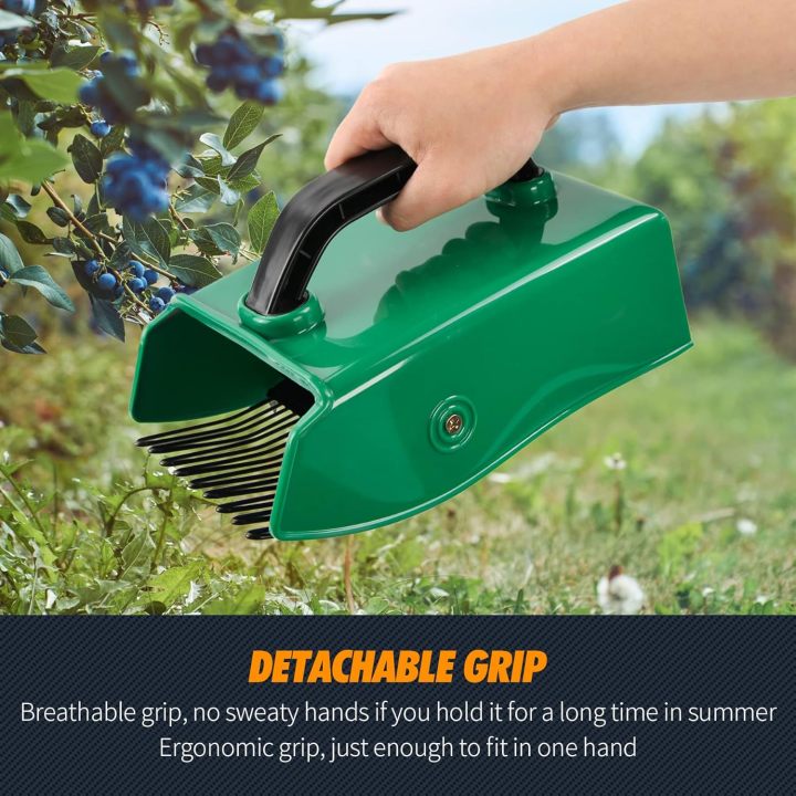  Berry Picker with Metallic Comb, Plastic Blueberry Picker Scoop with Ergonomic Handle, Huckleberry Picking Rakes for Easier Berry Harvester, 9" x 5.5" (Green)