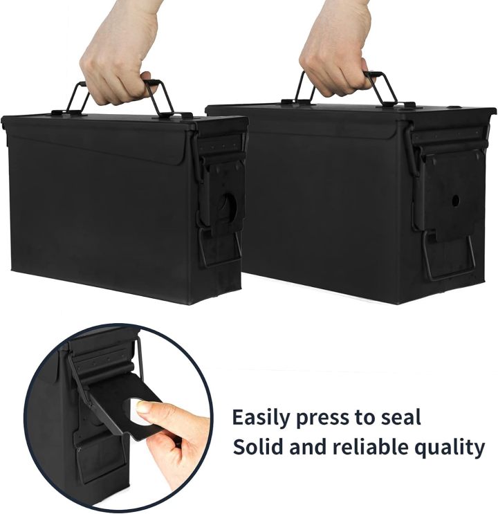 Metal Ammo Can 30/50 Cal, Lockable Ammo Storage Case, Military Waterproof & Airtight Ammo Containers Box for Shotgun, Rifles, Pistols