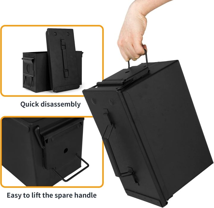 Metal Ammo Can 30/50 Cal, Lockable Ammo Storage Case, Military Waterproof & Airtight Ammo Containers Box for Shotgun, Rifles, Pistols