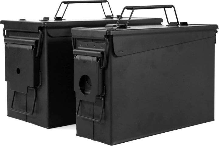 Metal Ammo Can 30/50 Cal, Lockable Ammo Storage Case, Military Waterproof & Airtight Ammo Containers Box for Shotgun, Rifles, Pistols