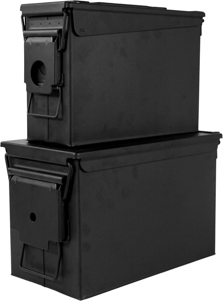 Metal Ammo Can 30/50 Cal, Lockable Ammo Storage Case, Military Waterproof & Airtight Ammo Containers Box for Shotgun, Rifles, Pistols