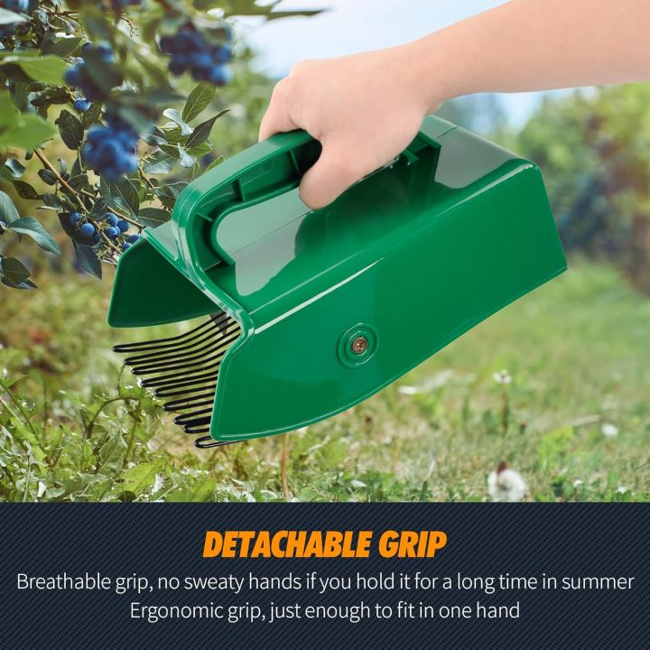  Berry Picker with Metallic Comb, Plastic Blueberry Picker Scoop with Ergonomic Handle, Huckleberry Picking Rakes for Easier Berry Harvester, 9" x 5.5" (Green)