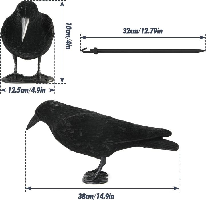 Crow Decoy for Attracting Crows, Plastic Fake Crows Birds Decoy for Garden Yard Backyard Decoration