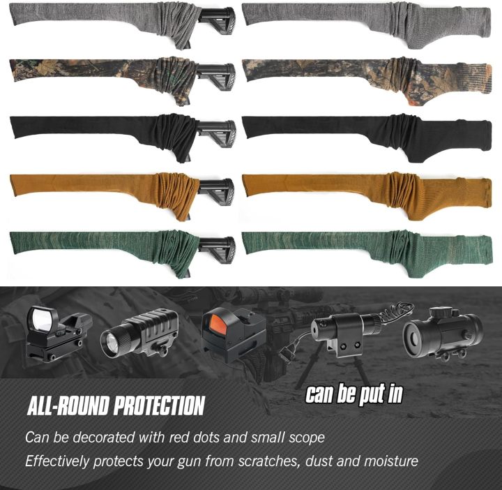 5Pcs Knit Silicone-Treated Gun Socks, Rifle Shotgun Storage Sleeve, Anti-Rust Protection, Firearm Safety and Preservation Accessories