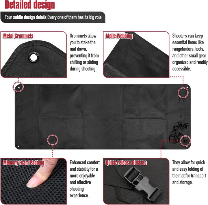 Shooting Mat, Non-Slip Moisture-Proof Folded Pad with Carry Strap for Range Shooting Hunting Camping