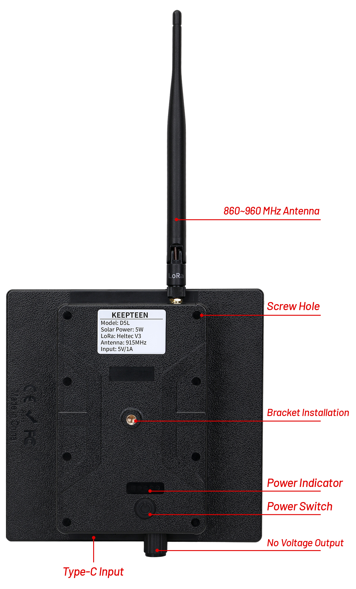 D5 Solar Lora Repeater for Meshtastic with Heltec ESP32 V3 