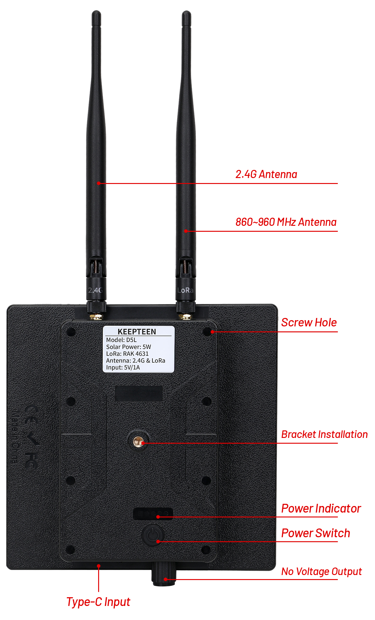 D5 Solar Lora Node for Meshtastic with Wisblock RAK19007+RAK4630