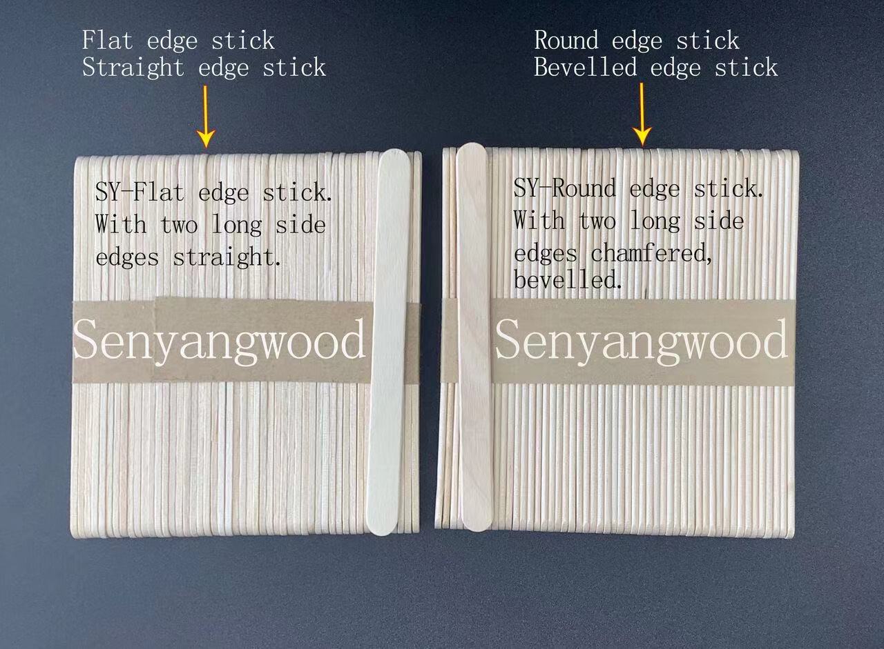 What is the difference between the straight edge and round edge of disposable wooden popsicle stick？ wooden popsicle stick, wooden craft stick, wooden ice cream stick