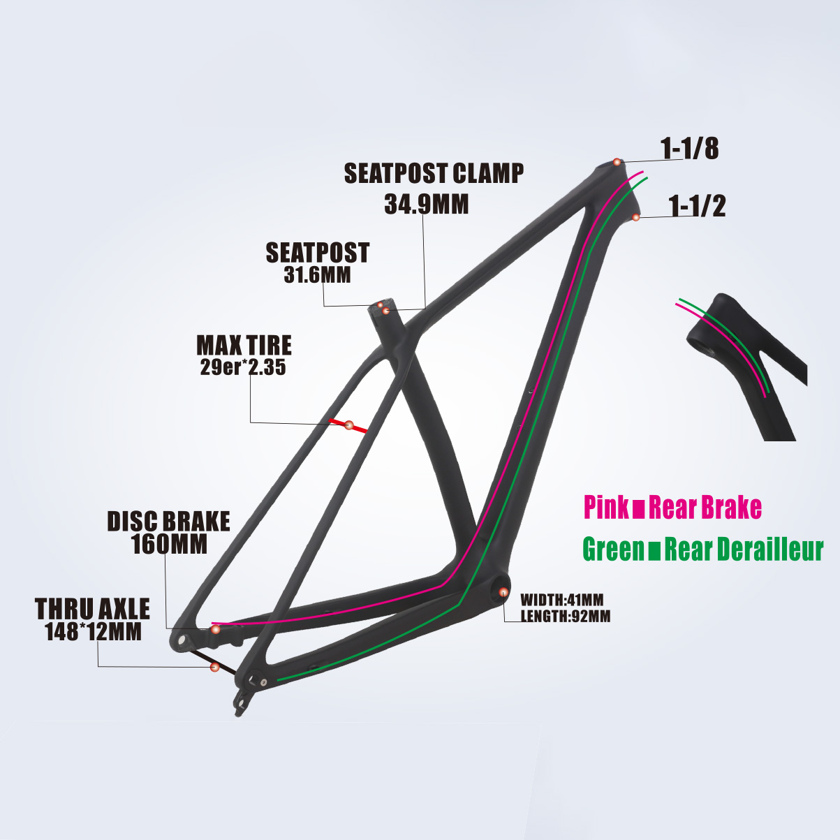 MTB frame 29er Boost frame 29er Tire, Fm199 carbon