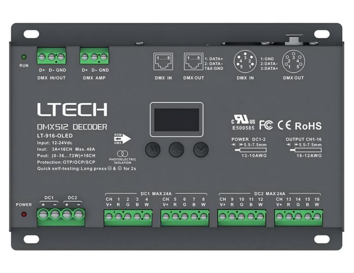 LT-916-OLED LTECH 16CH CV DMX Decoder LT-916-OLED LTECH 16CH CV DMX Decoder LT-916-OLED,16CH CV DMX Decoder