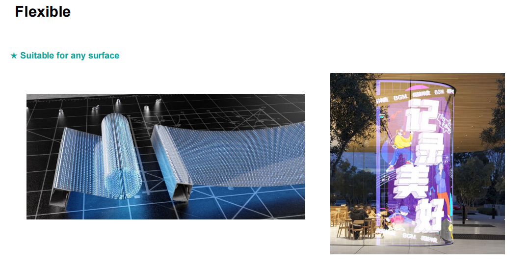 XXA-O/S/T series P5 P6.25 P8 P10 P15 P20 LED Transparent Film Screen Flexible Transparent LED display Film