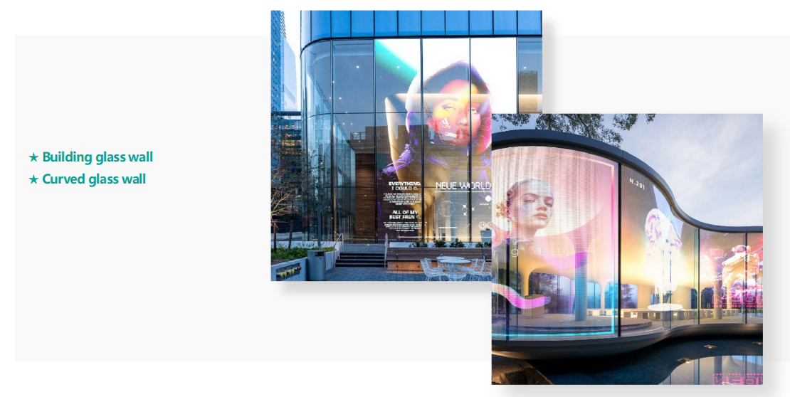 XXA-O/S/T series P5 P6.25 P8 P10 P15 P20 LED Transparent Film Screen Flexible Transparent LED display Film