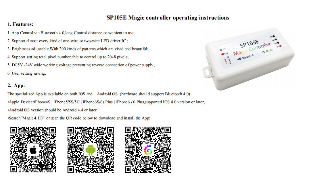 SP105E Bluetooth Magic LED Controller