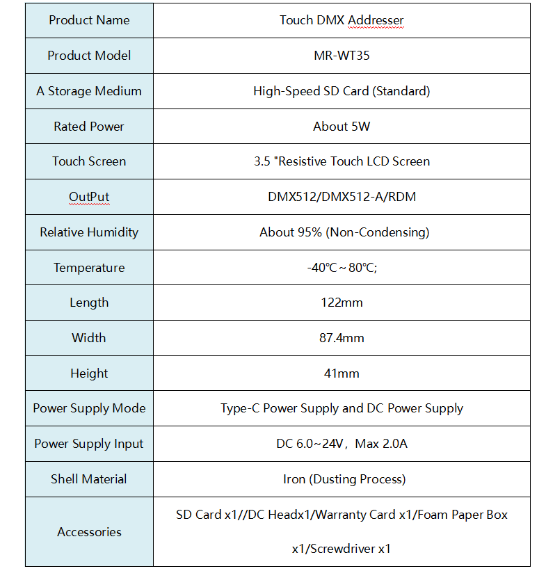 MR-WT35 DMX Handheld Encoder DMX Address Writer