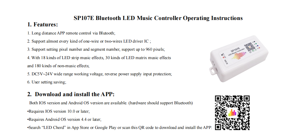 SP107E Bluetooth Digital SPI LED Music Controller