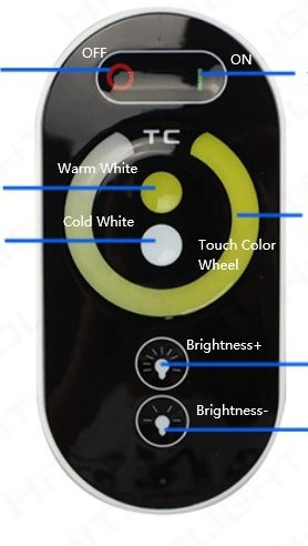  DC12-24V 12A Dual Color Touch Remote Dimmer Controller