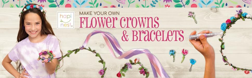 Hapinest Make Your Own Flower Crowns and Bracelets, Craft Kit for Girls