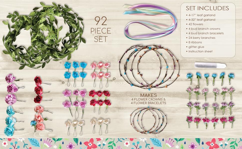 Hapinest Make Your Own Flower Crowns and Bracelets, Craft Kit for Girls