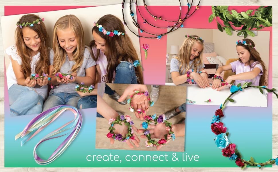 Hapinest Make Your Own Flower Crowns and Bracelets, Craft Kit for Girls