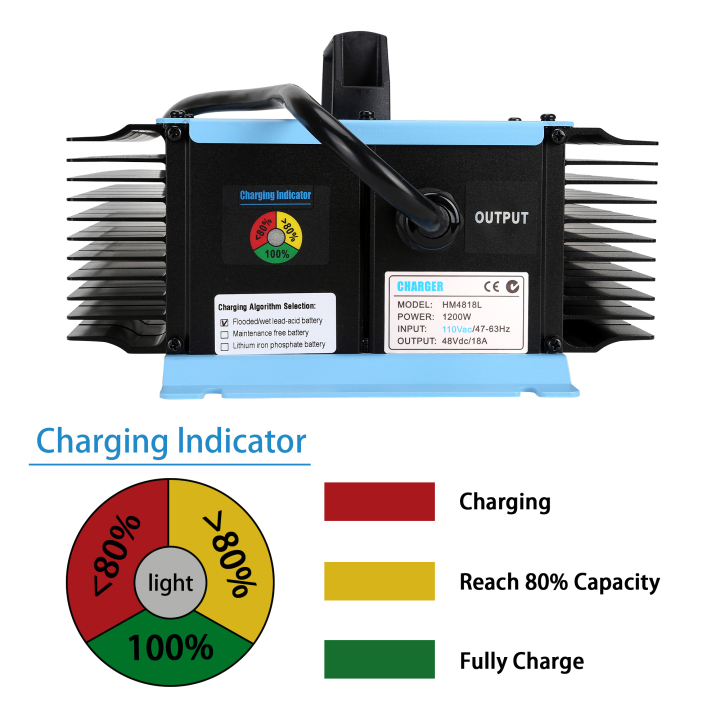 48V Golf Cart Battery Charger for EZGO RXV, 18 AMP Fast Charge Support 3 Type Batteries Smart Charger with RXV 3 Pin Connector Plug  