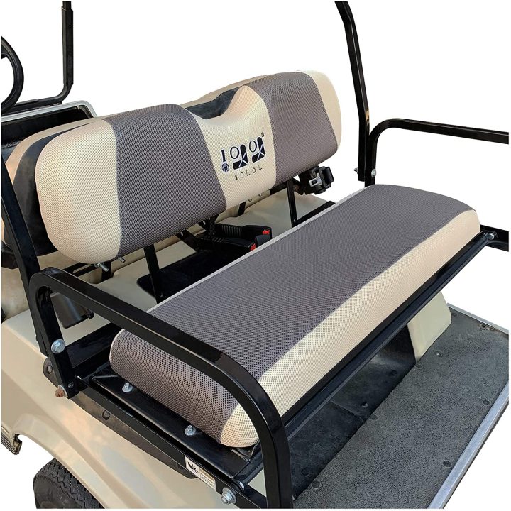 Golf Cart Rear Flip Back Seat Cover for EZGO, Club Car, Yamaha with Two-Tone Colors Polyester Bench Seat Protectors - XS size  