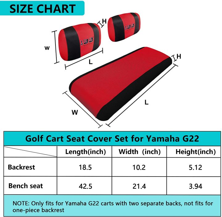 Red and Black Color Golf Cart Seat Cover Only for Yamaha G22, Comfortable Polyester Seat Cover  