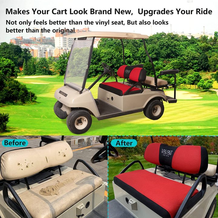 Golf Cart Seat Cover for Club Car DS Precedent and Yamaha, Full Set for Front Seats, Easy Install - L size  