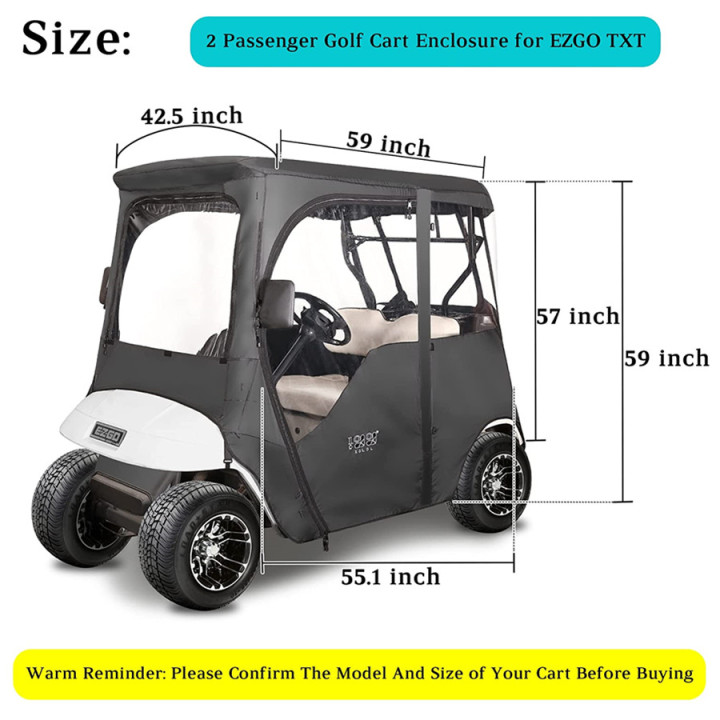 ez go golf cart enclosures 2 passenger size