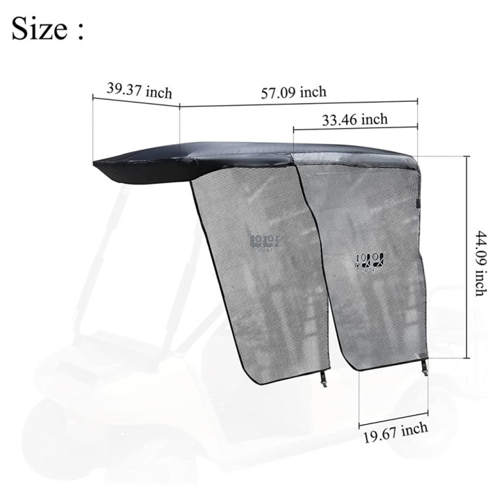 Sun Shade Cover Fit Club Car DS, Superior UV Heat Blocking Polyester Mesh Sun Cover