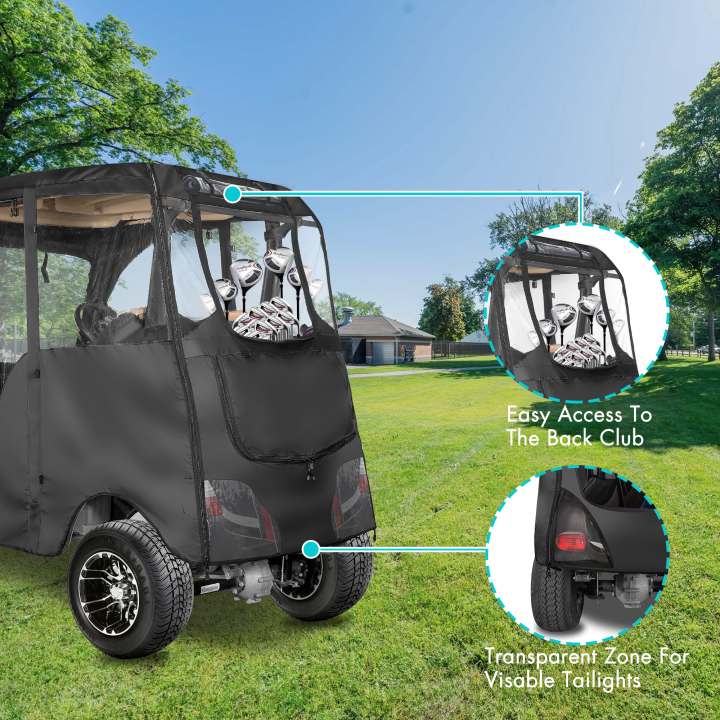 2 Passenger Deluxe Golf Cart Driving Enclosure for Club Car Precedent 2 Passenger Waterproof Portable Transparent Storage Enclosure