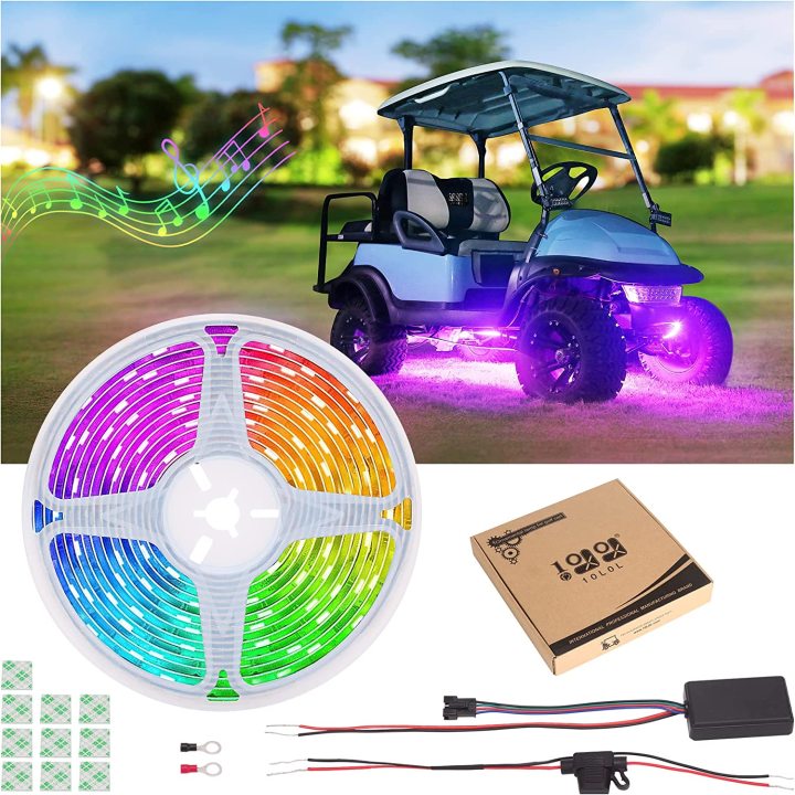 Bluetooth LED Underglow Light Strip Kit Waterproof Neon Underbody Light Kit for Club Car EZGO Yamaha Golf Carts 