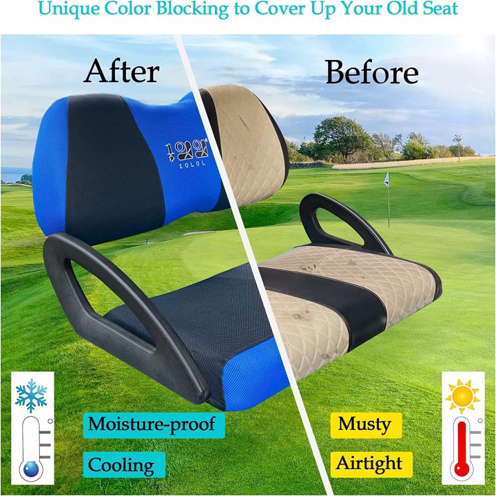 Golf Cart Seat Covers for Club Car Precedent & Yamaha, Front Seat Cover Set for All Seasons Breathable and Warm