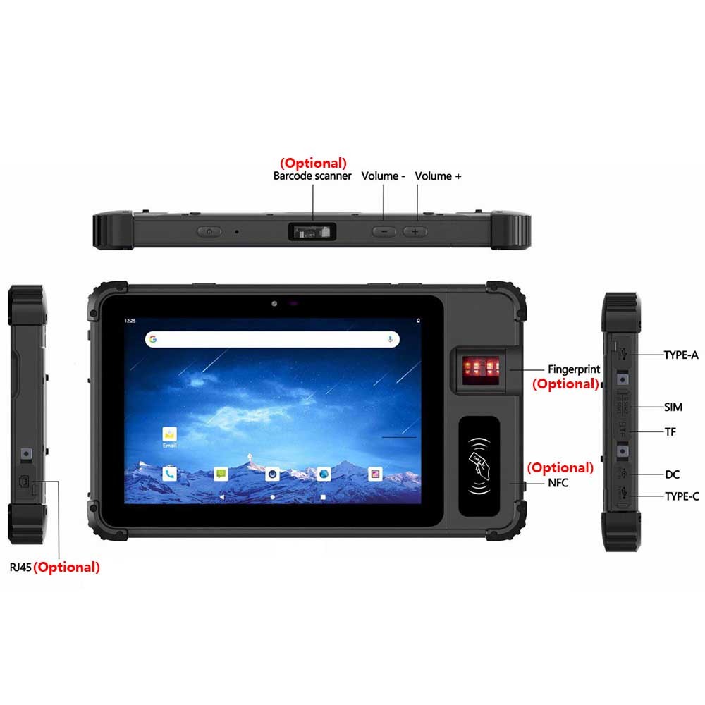 Kcosit Rugged Android Iris Recognition Tablets PC 8 Inch HD