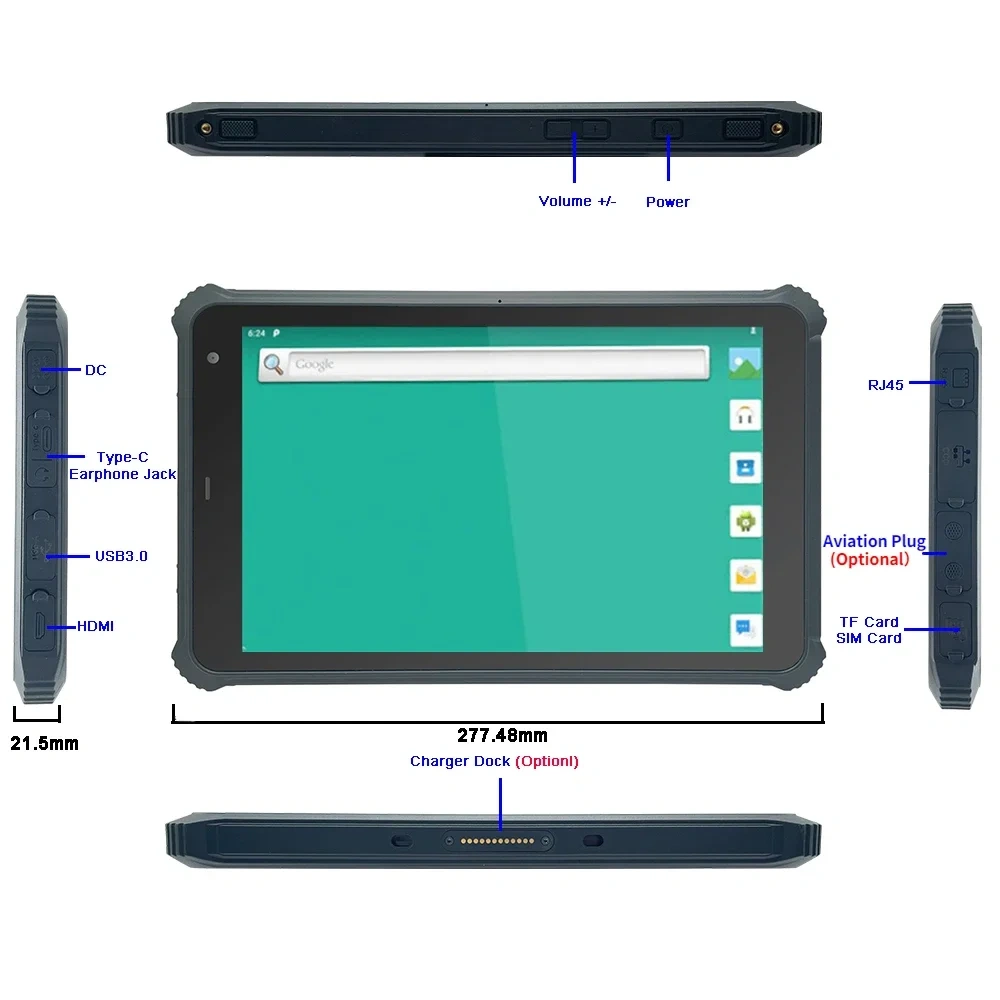 Rugged 10.1-inch 5G Tablet with IP67, RS232, and Removable