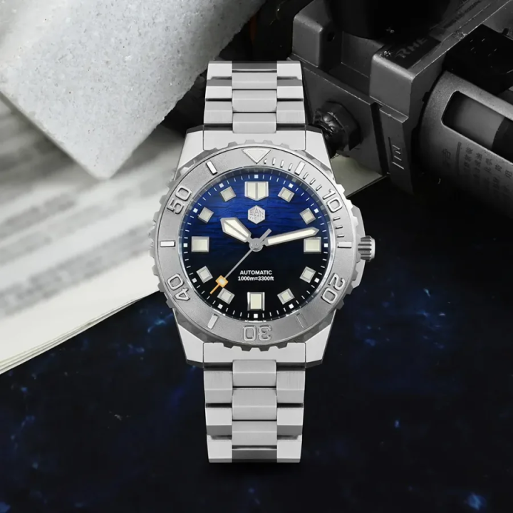 San Martin 1000m Waterproof Sea Waves Texture Dial 43mm Men Diver