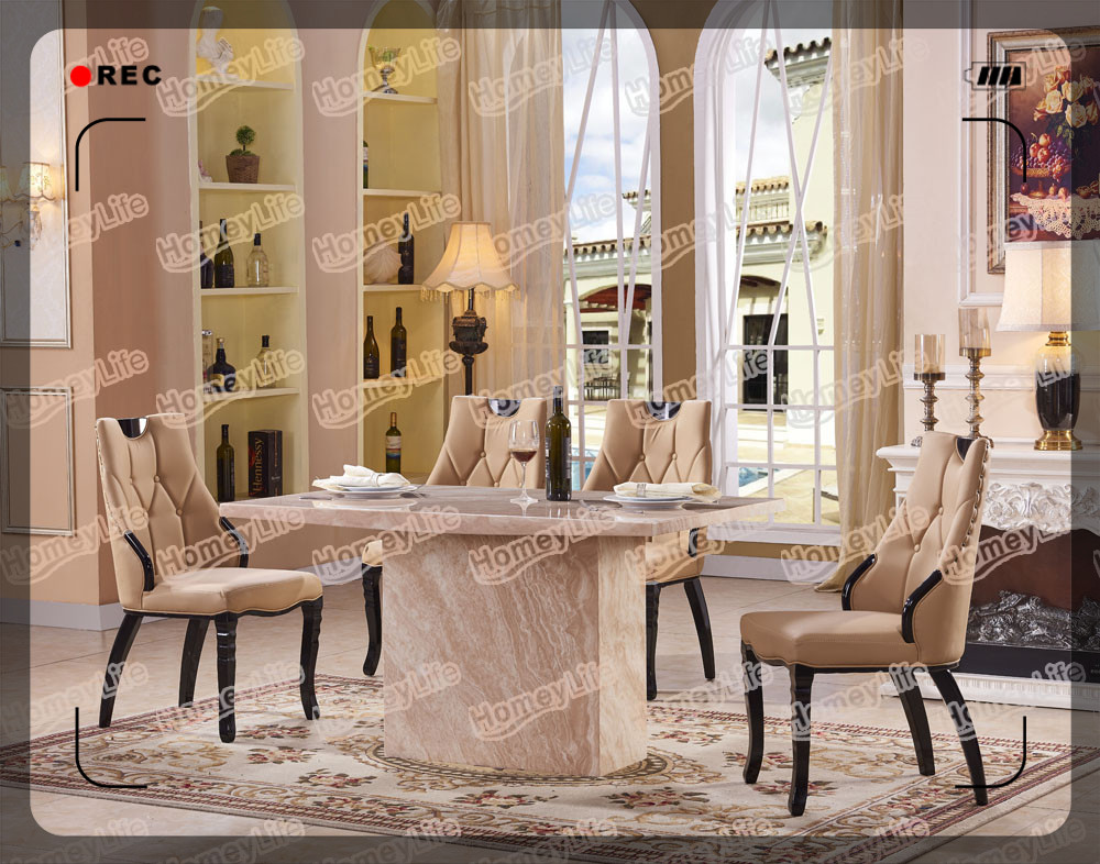 Rectangular Top 6 Seater Marble Dining Table Set HT50#