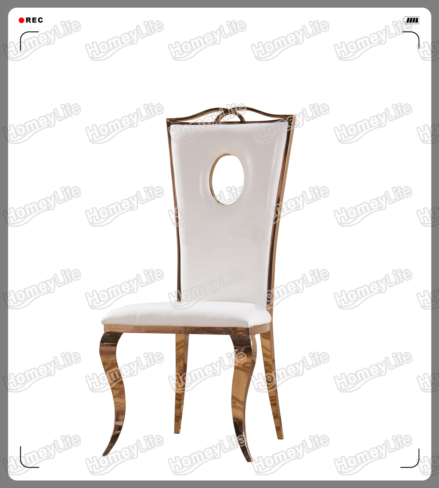 Gold color stainless steel frame with PU leather cushion dining chair HC18#