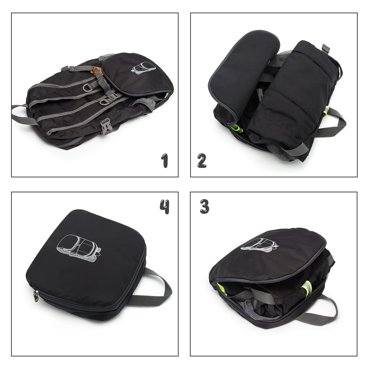 Homfu Foldable Backpack For Travel Packable Daypack For Hiking Camping Waterproof Lightweight Bag Black (Black-35L)