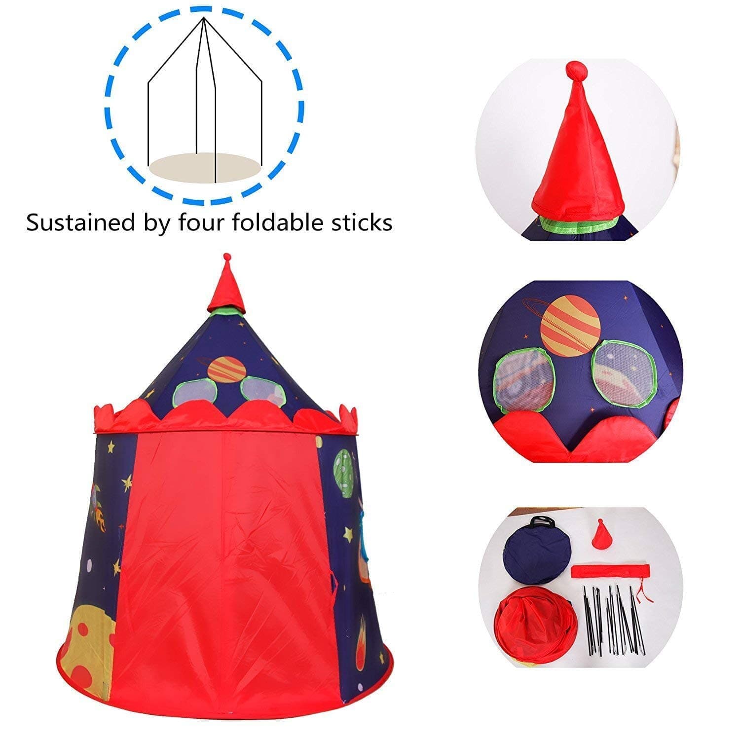 HOMFU Kids Indoor and Outdoor Tent Princess Prince Castle Children Play Tent and Portable Playhouse for Boys Girls baby toddlers children childrens  