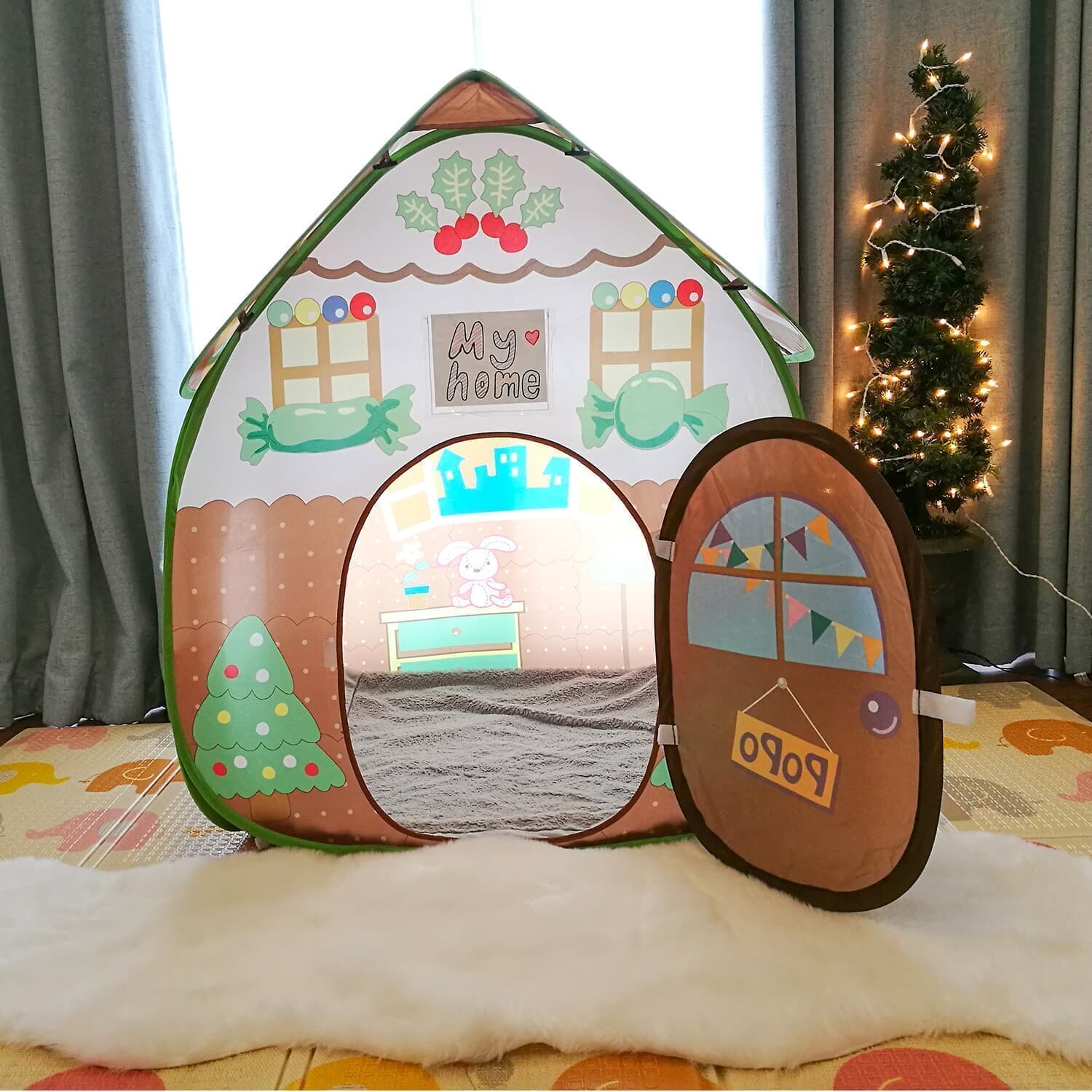 Homfu Play Tent for Kids for Indoor Outdoor Playhouse Boys Girls Child Gift Gingerbread House  