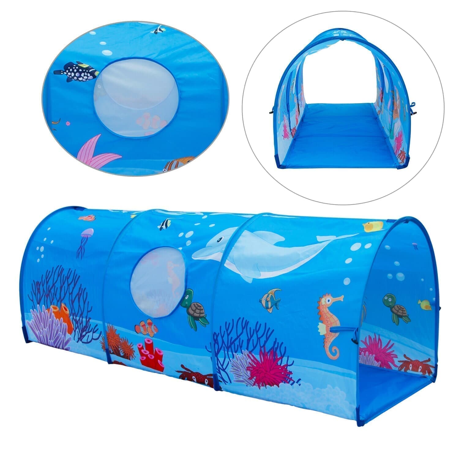 Homfu Play Tent for Kids Playhouse for Children Boys Popup Tent (Ocean Blue) Homfu 2 in 1 kids play tent with tunnel outdoor indoor playhouse kids play tent,Toddler Tunnel