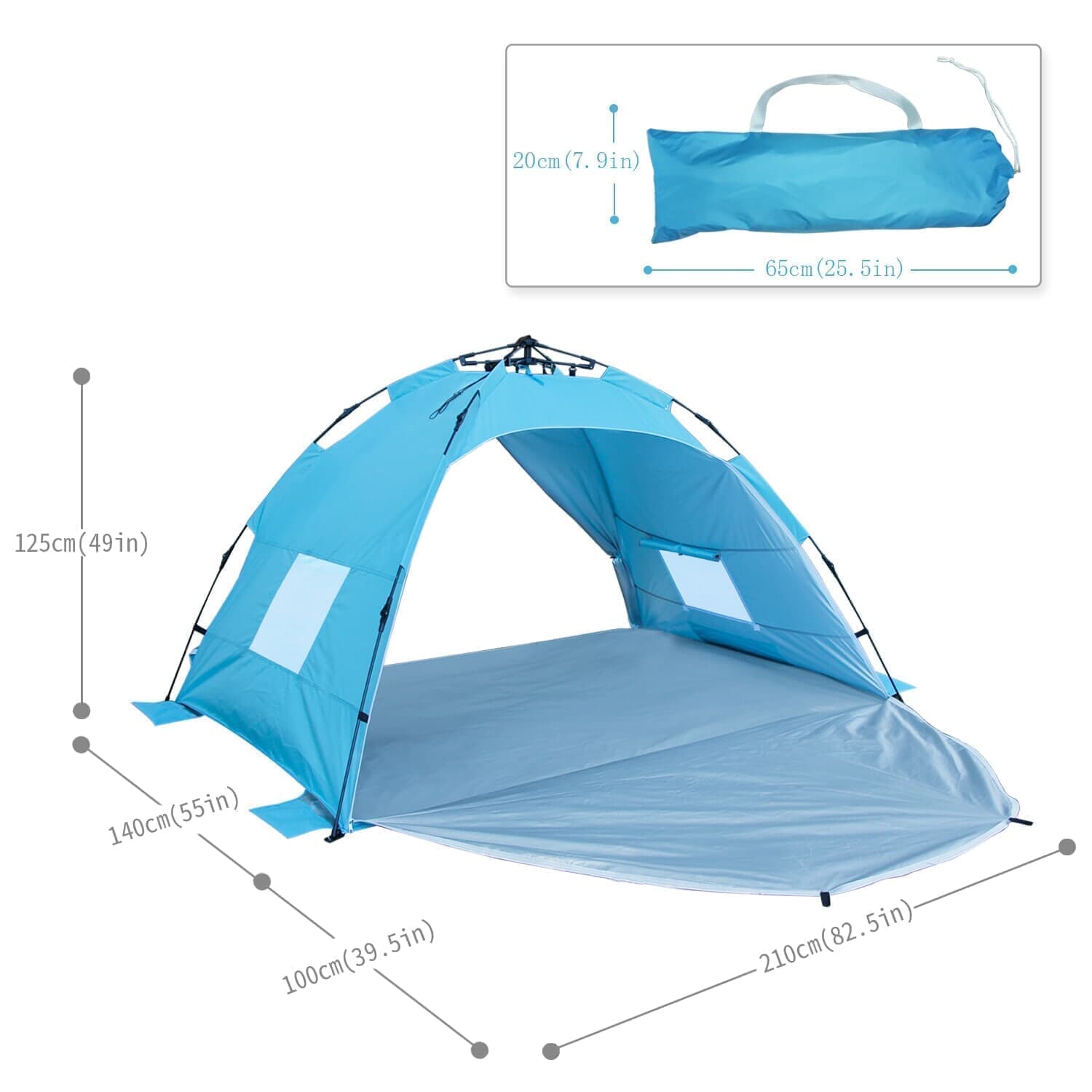 Homfu Sun shelter Beach Tent 3 or 4 Person Automatic Camping Tent with UV Protection pop up Beach Shade for Outdoor Activities Easy Set up ALPIKA Beach Tent Outdoor Camping Tent Sun Shelter Family Tent For 2-4 Person 26.5