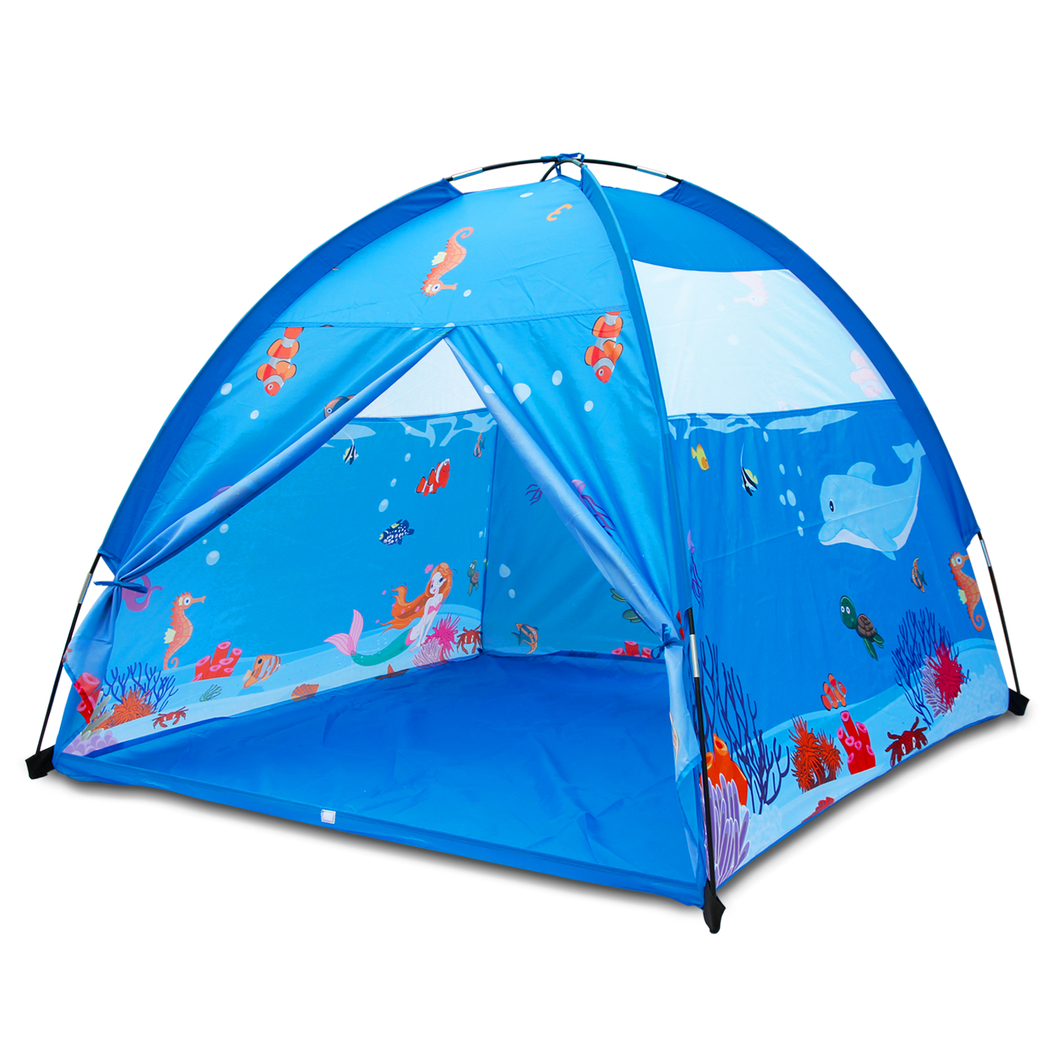 ALP Play Tent For Kids 150x150CM Dome Style Playhouse For Children Indoor Outdoor Ocean Sea World Pattern Toy For Boys and Girls Play At Christmas Day Beach Tent (Blue)  