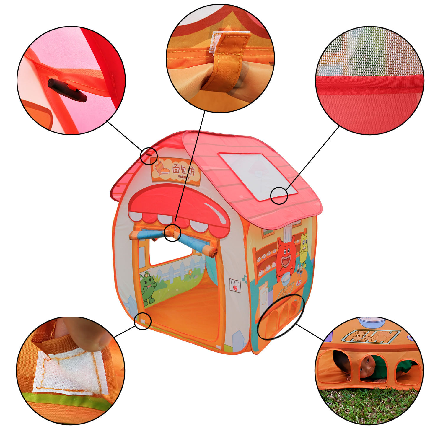 HOMFU Guli Pop Up Kids Tent With 50 Balls Indoor Outdoor Children Play Tent Toy Tent Playhouse For Boys Girls