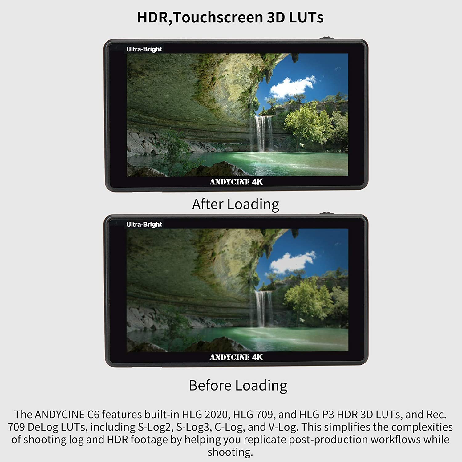 ANDYCINE C6 6” 2600cd/m² HDR/3D Lut 4K HDMI Touchscreen Monitor
