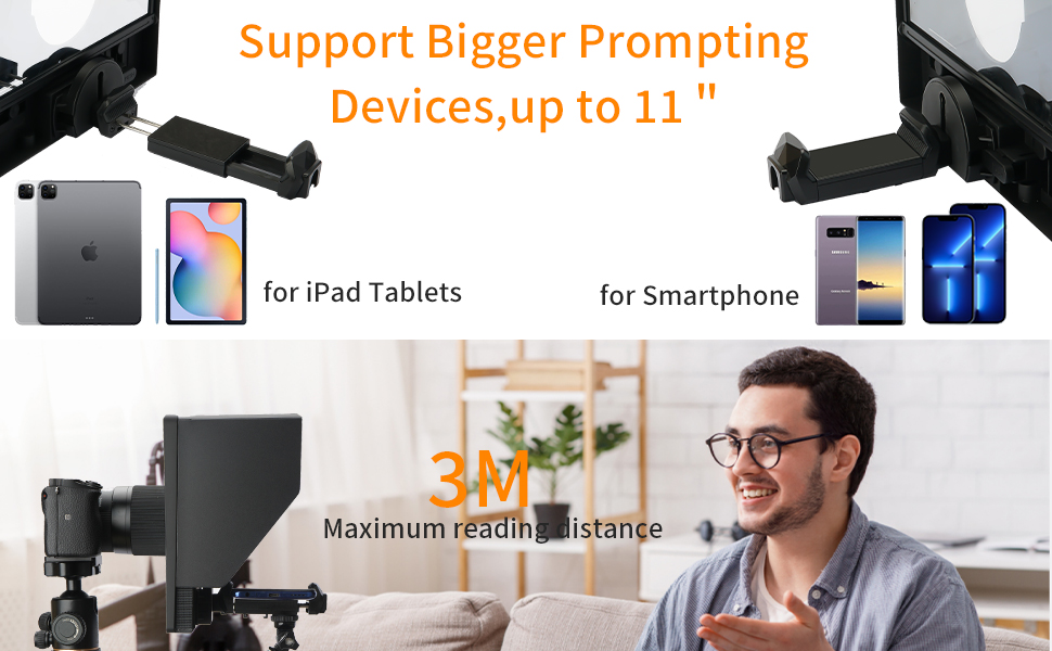 8-inch Portable Teleprompter, Handheld/Desktop/Monitor 3-in-1 Mode, HD