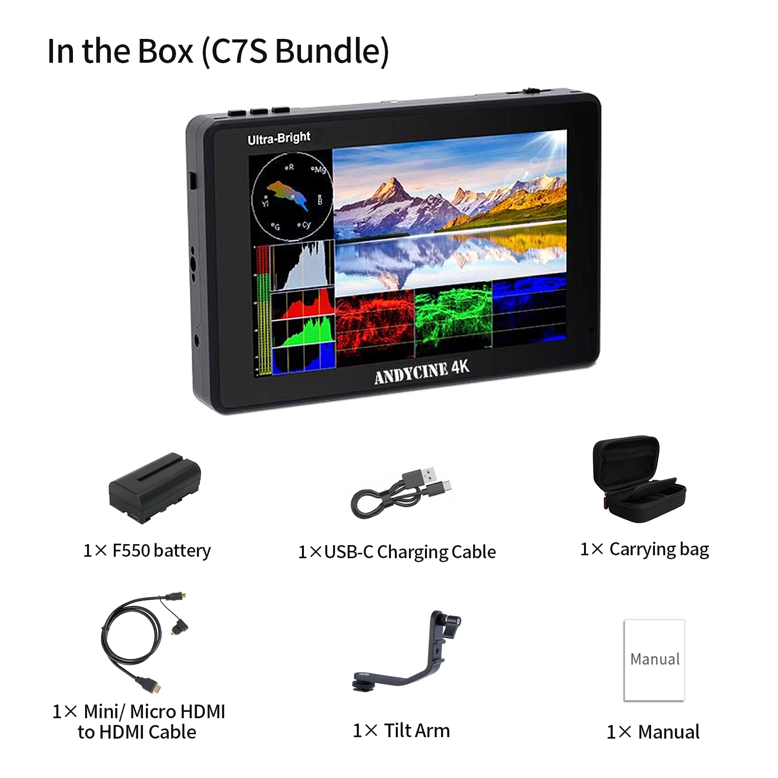 Andycine C7S 7 INCH Ultra Bright 2200nit 4K HDMI Touchscreen