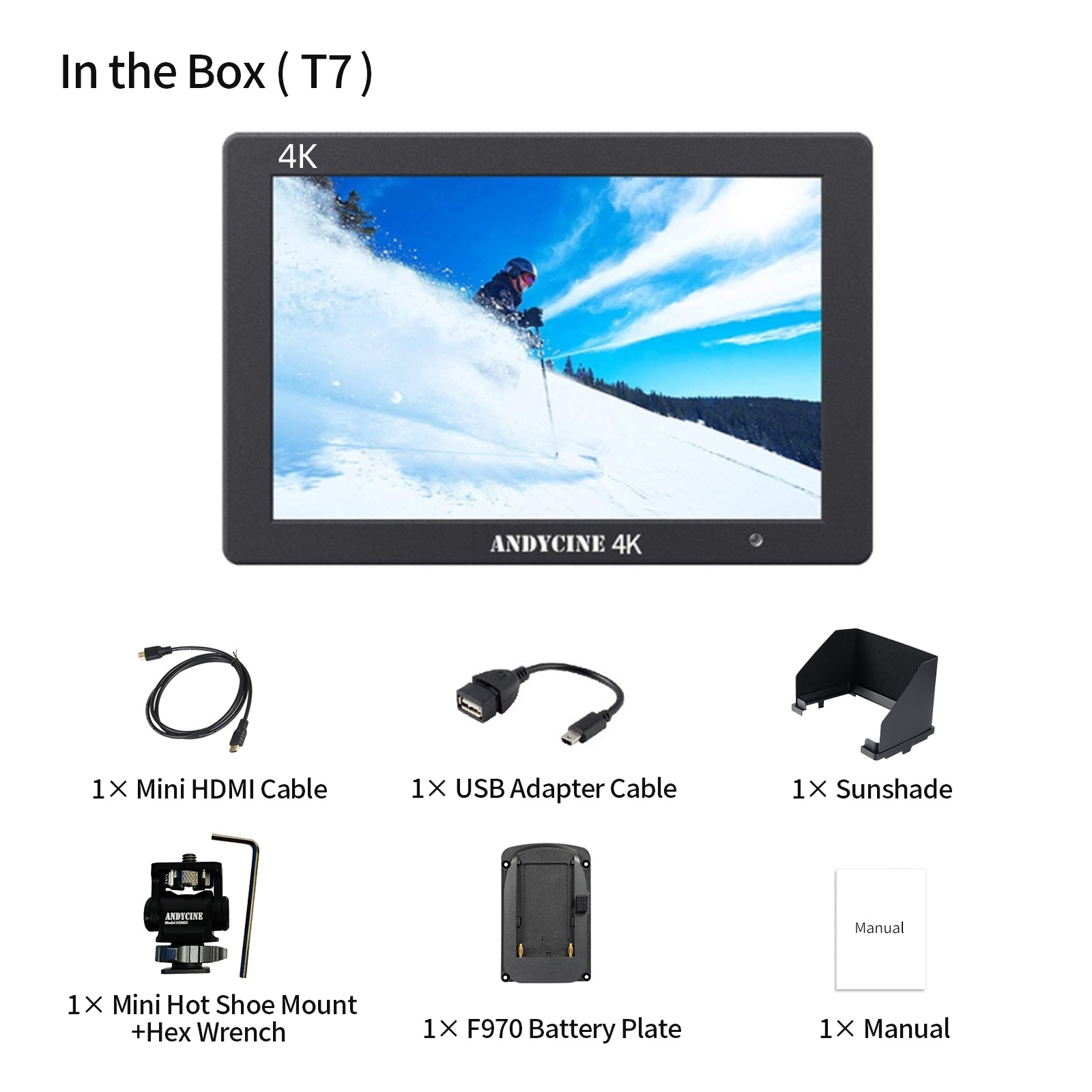 ANDYCINE T7 Full HD 4K HDMI Aluminum Housing Monitor for DSLR Camera