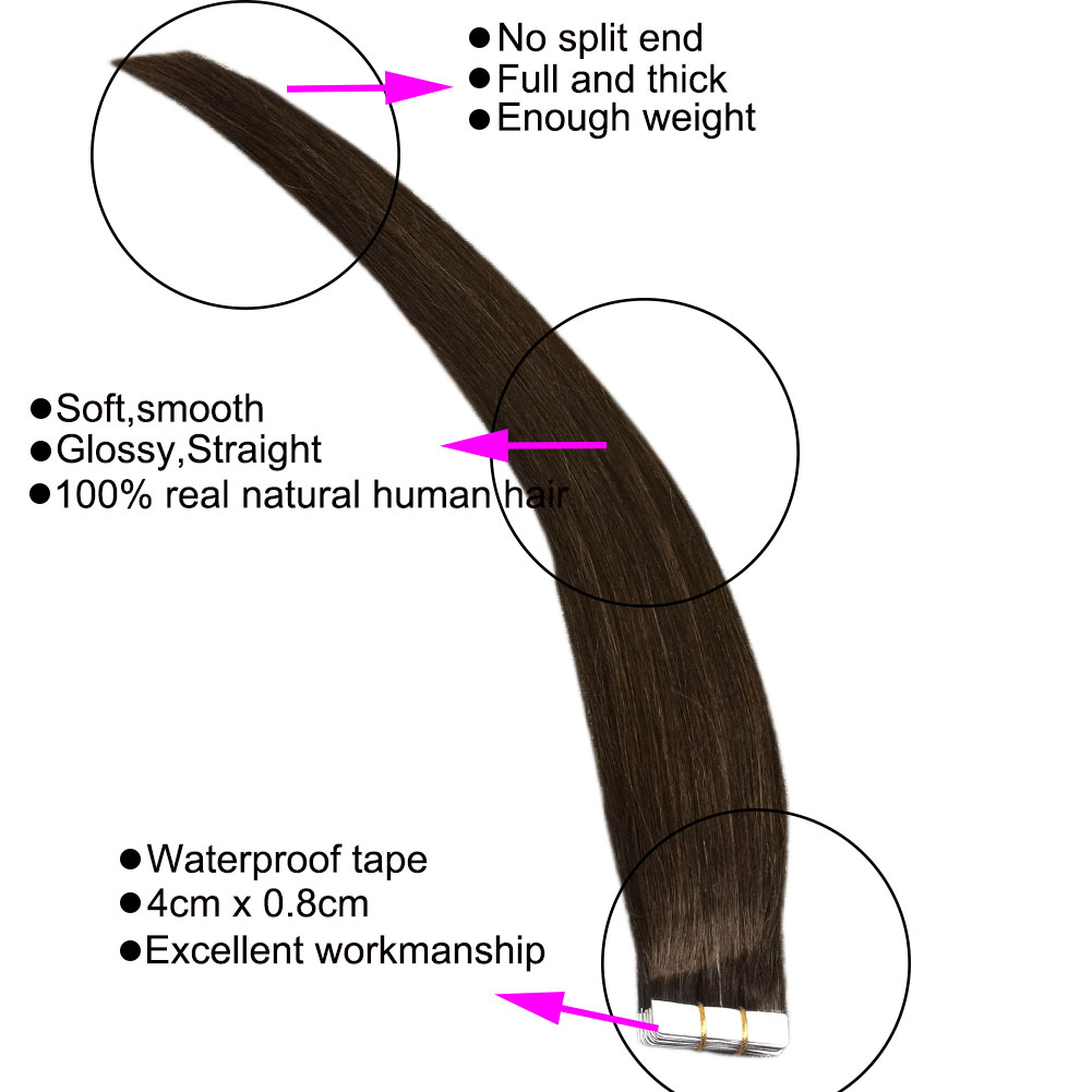 Light Brown Tape Seamless Hair -  Weft PU Type Hair Extensions Light Brown Tape Seamless Hair -  Weft PU Type Hair Extensions