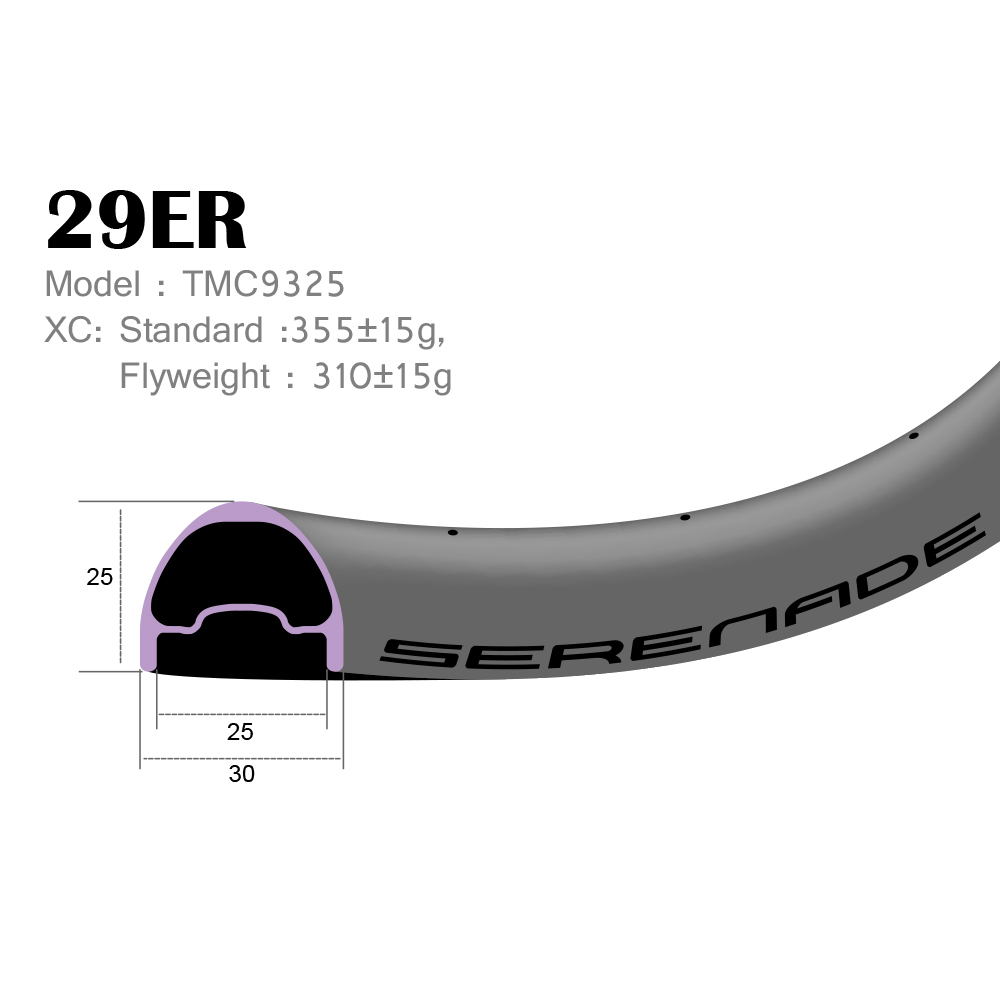 Tubeless compatible 29er carbon moutain bike rims 30mm wide TMC9325 30mm Cyclocross bikes wheels XC carbon 29er mountain bike wheels rim